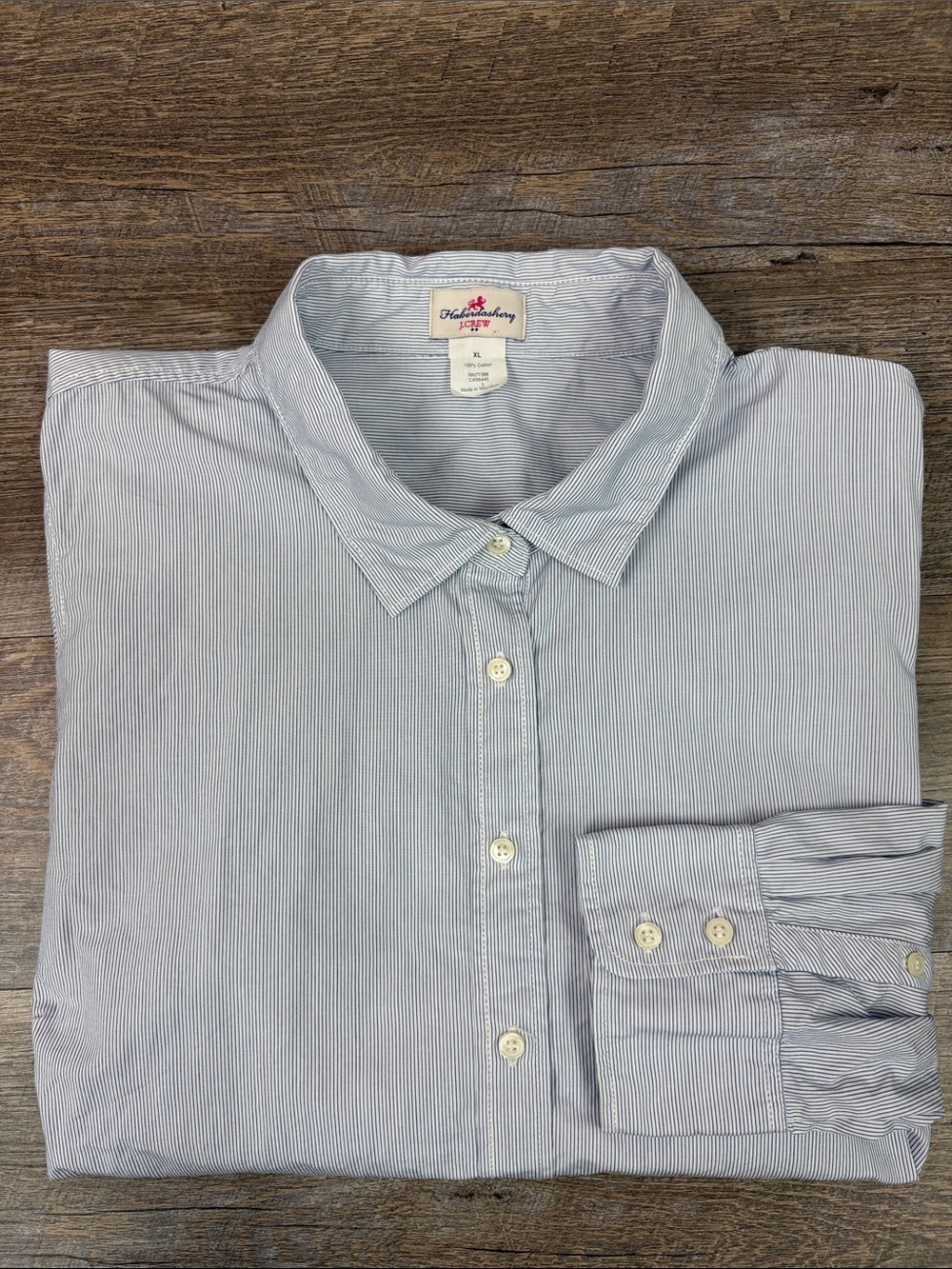 J.Crew Haberdashery Blue Stripe Button Front Shirt Women’s XL